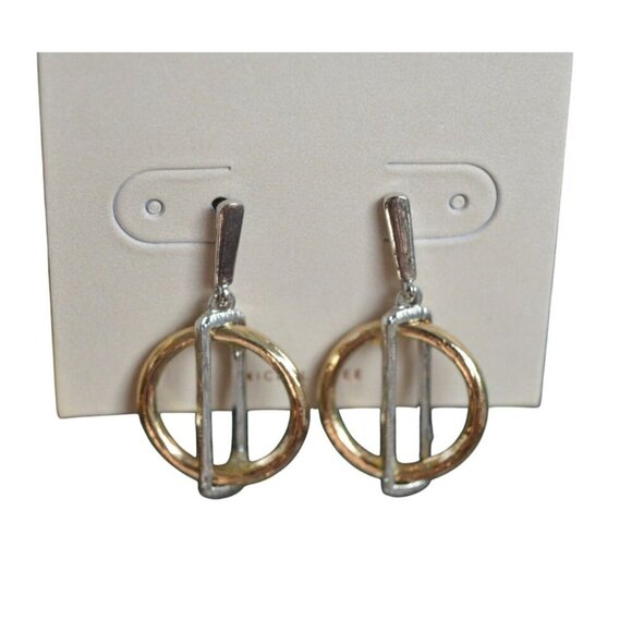 14th & Union Gold Silver Tone Geometric Drop Earrings - Picture 2 of 5